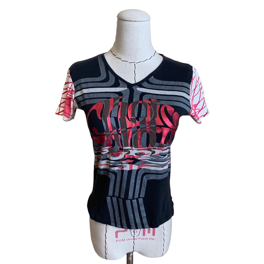 Custo Barcelona Op Art Winter Print Top T-shirt 1/XS